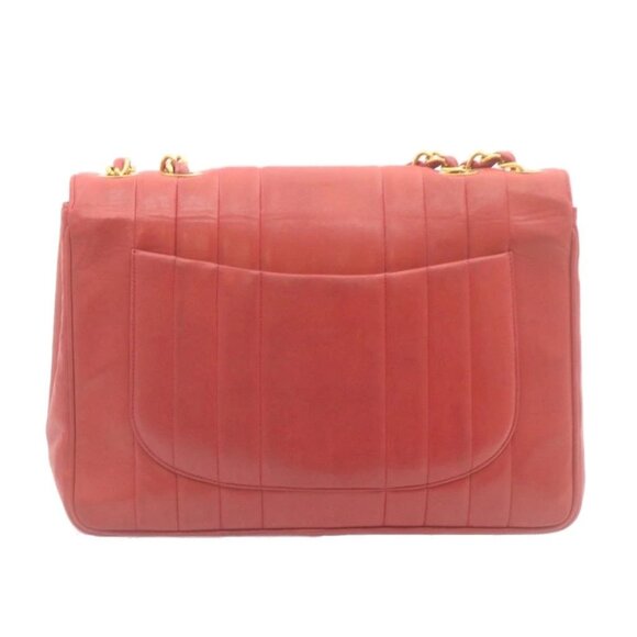 CHANEL Mademoiselle Big Coco Double Chain Shoulder Bag Lamb Skin Red Auth 29129A - Picture 2 of 16